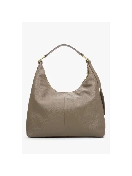 Кожаная сумка хобо Estro коричневая