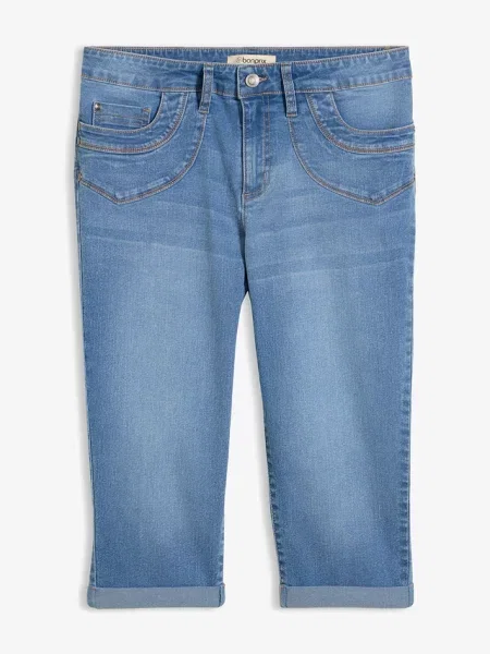 Dżinsy straight mid waist cropped niebieskie
