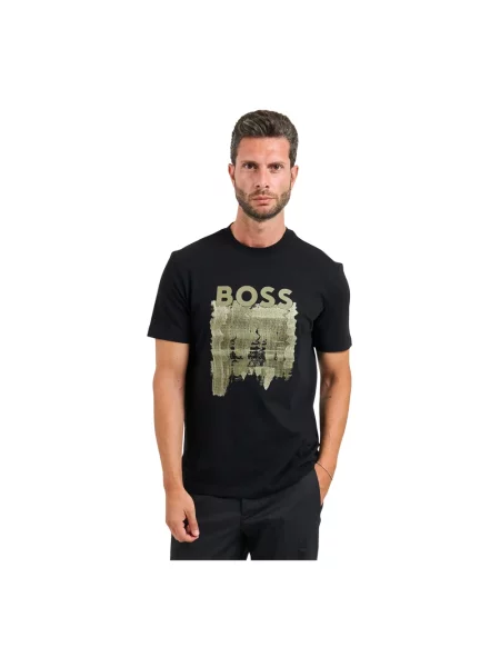 Boss Koszulki Mężczyzna M Casual Koszulka z Kreatywnym Logo czarny