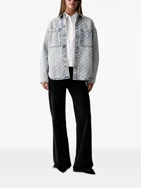 Cămașă de blugi Armani Exchange cu imagine albastru