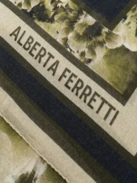 Плетен шал Alberta Ferretti на цветя с принт зелено