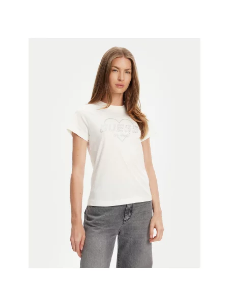Guess T-Shirt Εκρού Regular Fit