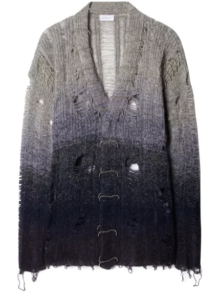 Cardigan Off-white zdrențuiți de mohair alb