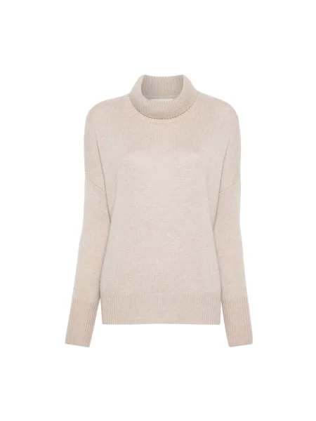 Sweter Lisa Yang z wysokim kołnierzem beżowy