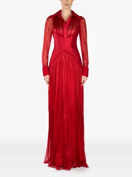 Rochie maxi Araftu plisată de costum roșu