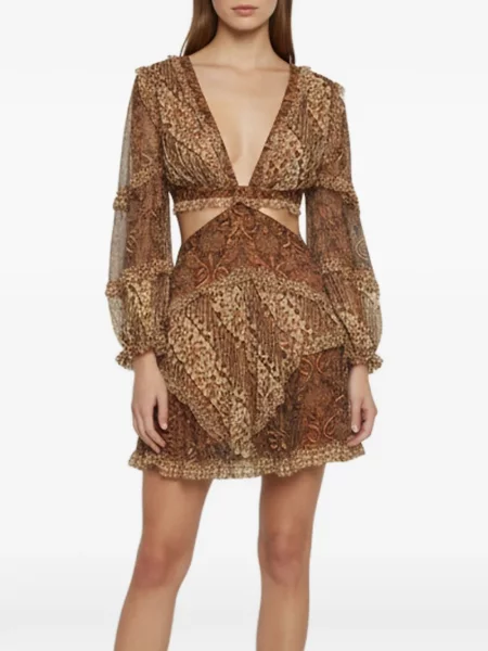 Rochie Zimmermann cu imagine asimetrică maro