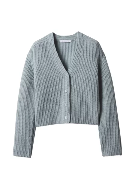 Cardigan Maison Kitsune tricotate cu decolteu în V albastru