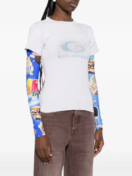 Tricou Balenciaga cu imagine alb