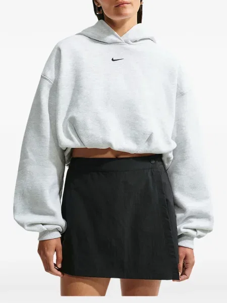 Fleecová oříznuté mikina Nike bílá