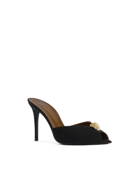 Klapki mules Giuseppe Zanotti skórzane czarne