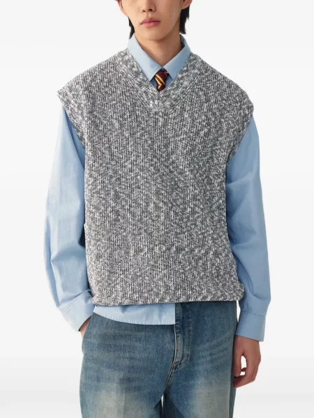 Плетен елек Tomboy с V-образно деколте черно