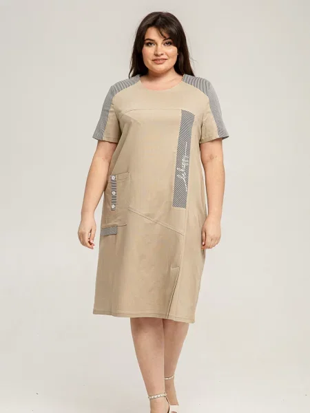 Лляна Сукня міді All Posa бежевий