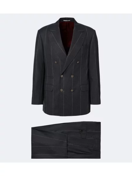 Costum Brunello Cucinelli de lână cu dungi gri
