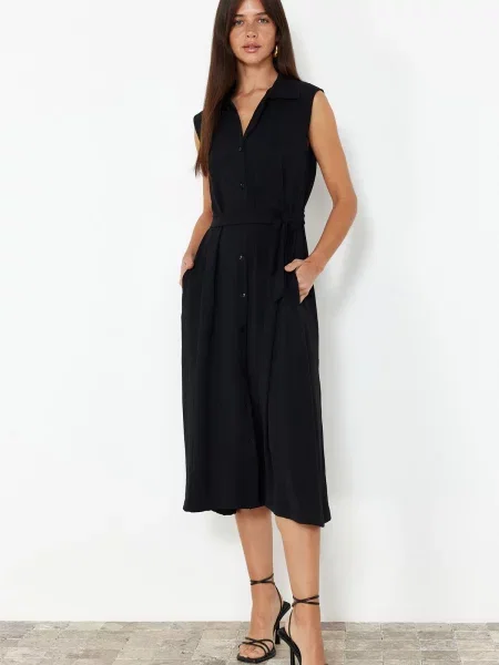 Cămașă Trendyol fără mâneci negru