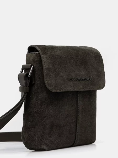 Tommy Hilfiger Ľadvinka Metal Logo Suede Crossbody Bag zelená