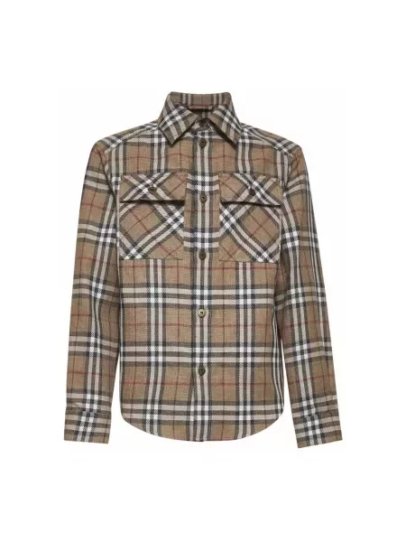 Wielobarwność koszula Burberry w kratkę beżowa