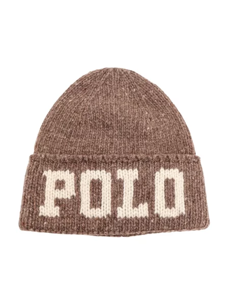 Lniana czapka Polo Ralph Lauren ze sznurkiem brązowa