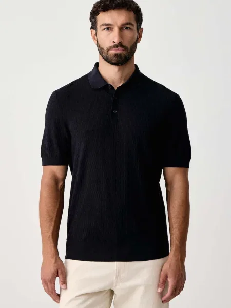 Tricou polo Boss Black din lyocell negru