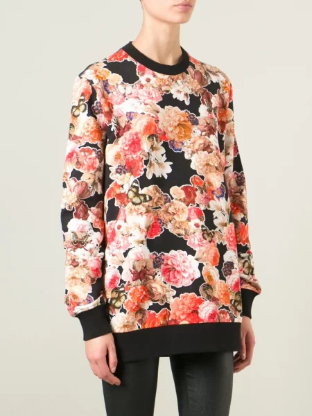 Hanorac Givenchy cu model floral cu imagine negru