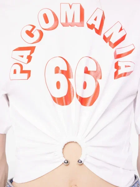 Tricou Rabanne cu imagine alb