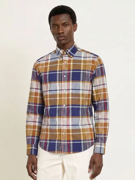 Gant Košile Regular Fit tmavě modrá / koňaková / tmavě červená