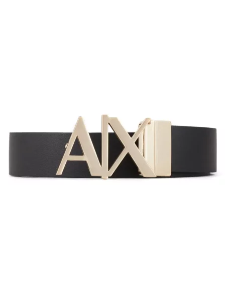 Curea Armani Exchange din piele cu cataramă cu autograf negru