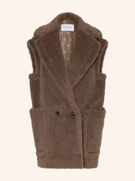 Max Mara Kamizelka Ze Sztucznego Futra Bormida Z Alpaką braun brązowa