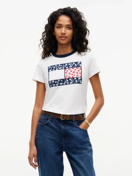 Tommy Jeans Tričko námornícka modrá / červená biela