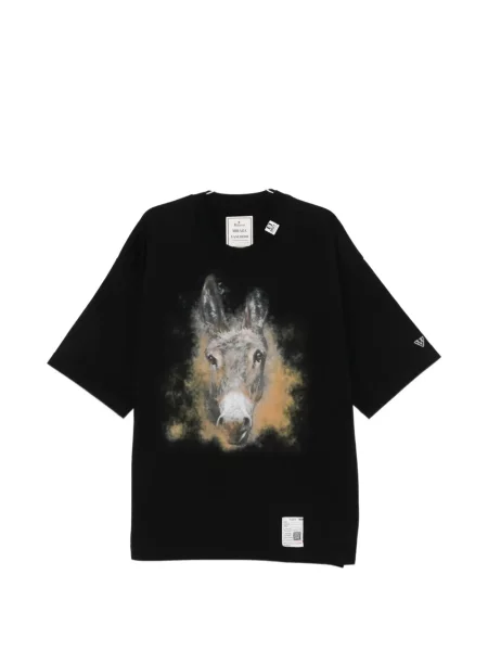 Tricou Maison Mihara Yasuhiro cu imprimeu animal print negru