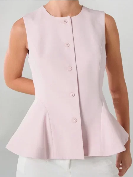 Жилетка під костюм з декоративними швами рожевий