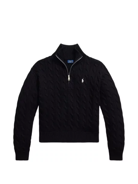 Fleece polo Polo Ralph Lauren με κέντημα με λαιμόκοψη v κόκκινο