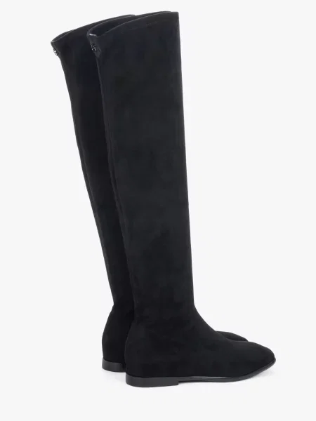 Велюровые ботфорты Estro черные