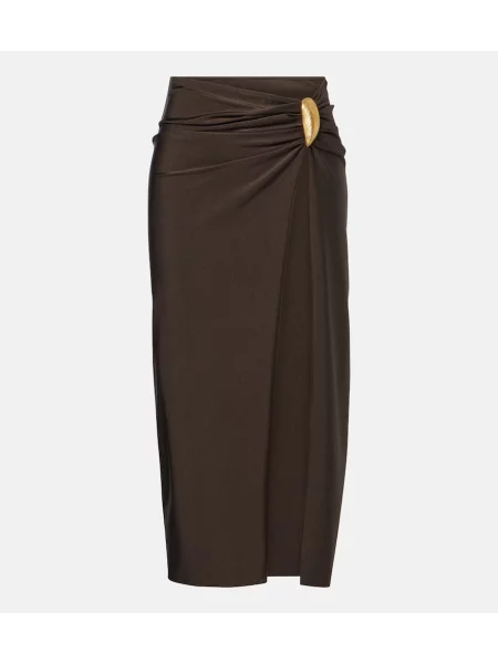 Spódnica midi Simkhai z falbankami do kolan brązowa
