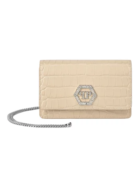 Torebka Philipp Plein skórzana beżowa