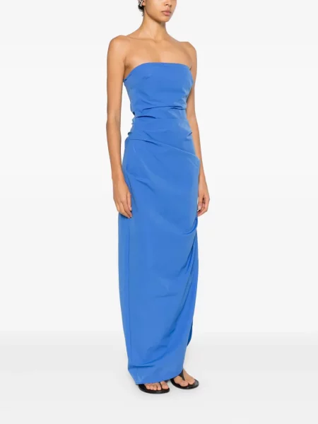Rochie maxi Sir drapată de costum albastru