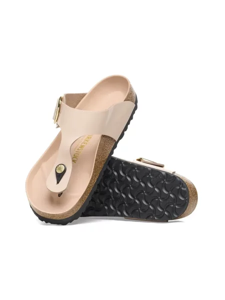 Klapki Birkenstock skórzane beżowe