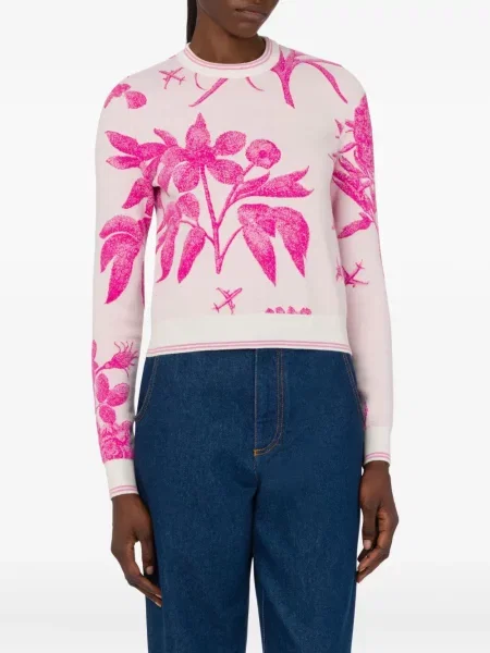 Pulover Moschino de lână cu model floral cu imagine alb