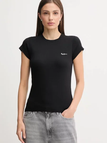 Къс блуза Pepe Jeans черно