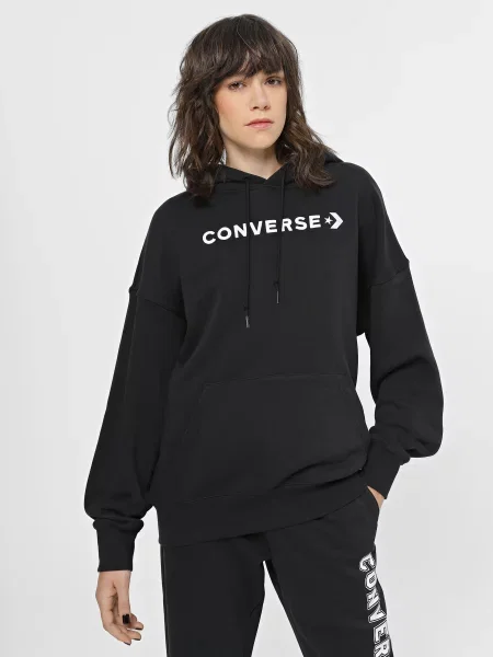 Худі CONVERSE Embroidered Wordmark Fleece бавовна/поліестер чорний