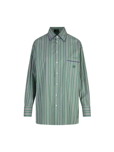 Koszula Etro w paski zielona