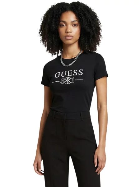 Къс тениска Guess черно