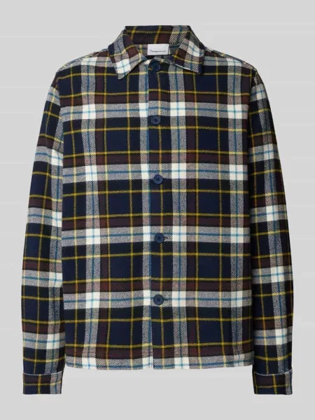 Kurtka koszulowa o kroju regular fit z kołnierzykiem typu kent Knowledge Cotton Apparel niebieska