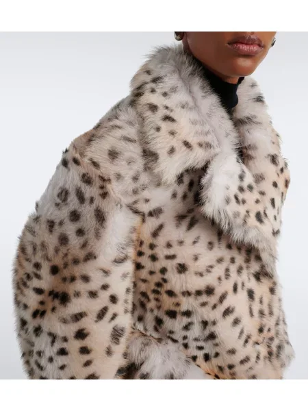 Geacă Arma cu imagine cu model leopard din piele de oaie alb