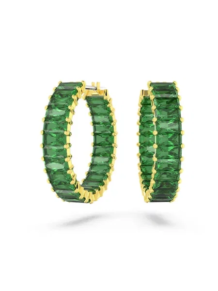 Lniane kolczyki Swarovski z dżetami zielone