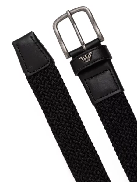 Кожаный препасан колан Emporio Armani плетена черно