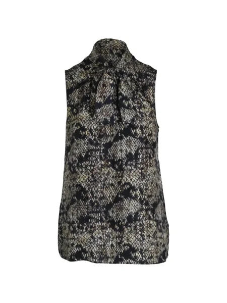 Top Theory z nadrukiem koronkowy w wężowy wzór szary