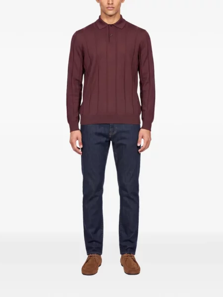 Tricou polo Canali tricotate roșu
