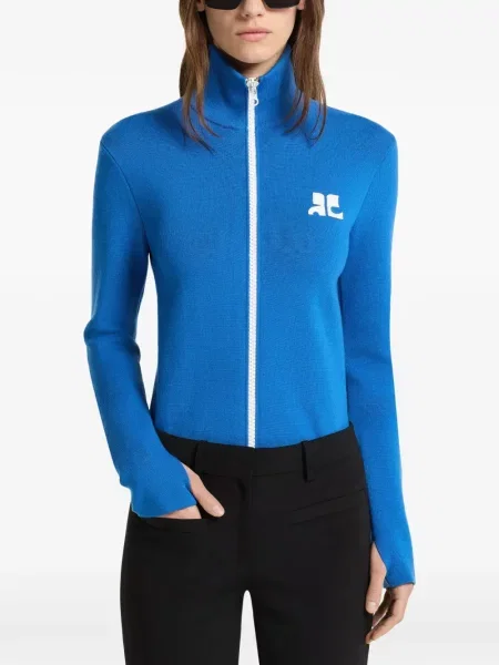 Cardigan Courreges cu autograf albastru