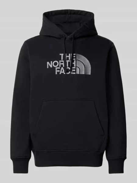 Sweter The North Face z kapturem z nadrukiem czarny