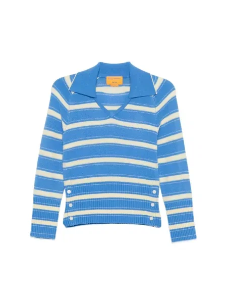 Wielobarwność polo Guest In Residence z kaszmiru błękitne